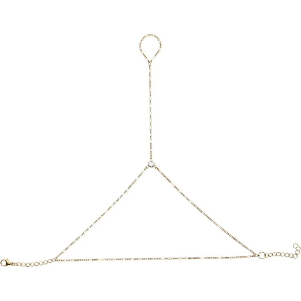 Mayamar Gold Tone Crystal Hand Chain Bracelet Ring Bracelet